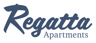 The image is a logo for Regatta Apartments.